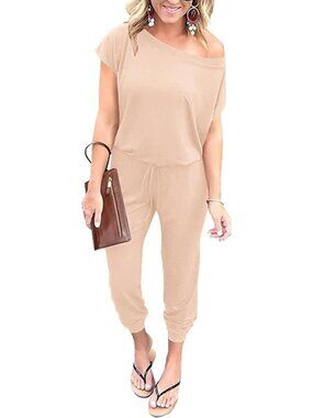 Women's Beige Summer Dressy Outfits Off The Shoulder Imported Romper